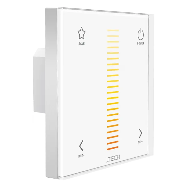RF2.4GHz CT dimming Touch Panel, PWM Power output, 12/24Vdc, 96W 4A, Single/Multi Zone Support. E2  LTECH Touch Panel